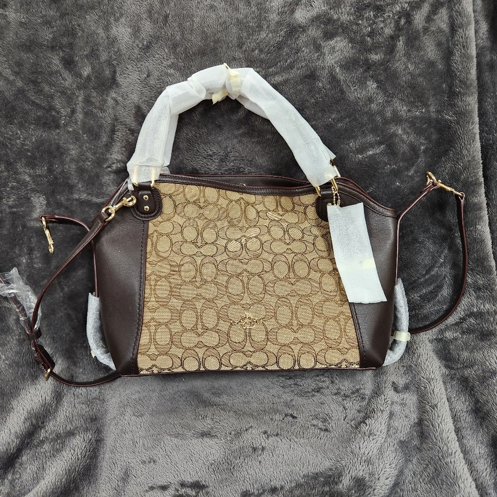Coach Edie Signature Jacquard 28 Shoulder Bag, Brown